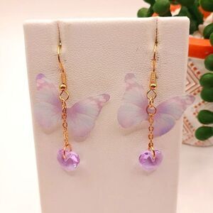 Whispery Thin Lavender Butterfly Earrings